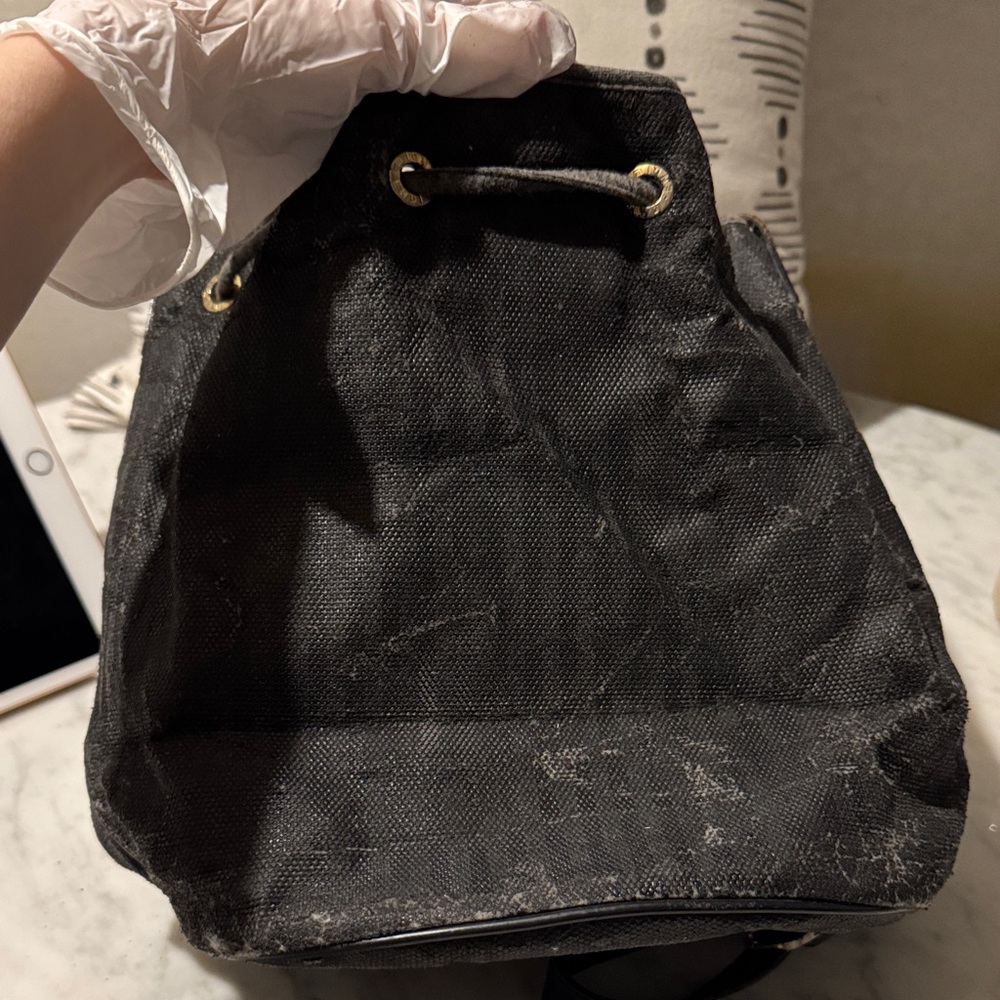 Fendi Black Canvas and Leather Drawstring Shoulder Bag - Picture 6 of 14